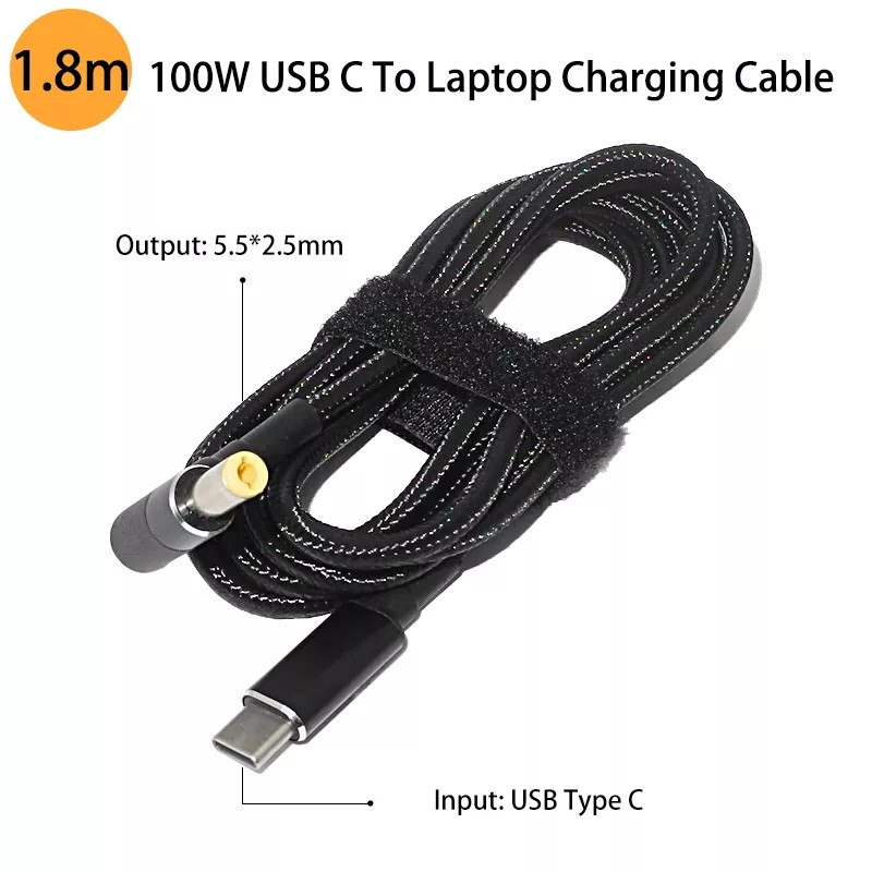 Кабель для зарядки 100W Type-C на DC 5.5×2.5