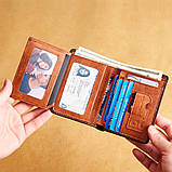 Чоловічий гаманець із натуральної шкіри. Шкіряний гаманець чоловічий портмоне зі шкіри Коричневий, фото 7
