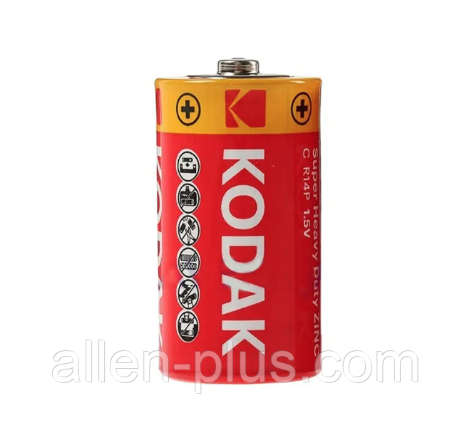 Батарейка сольова KODAK Super Heavy Duty ZINC R20P/D, 1 шт.