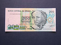 Банкнота 200 крузейро штамп 1990 на 200 крузадо новых 1989 Бразилия UNC пресс