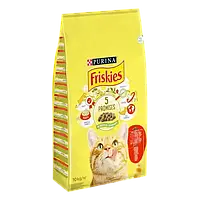 Сухой корм для кошек Friskies, с говядиной, курицей и овощами, 10 кг