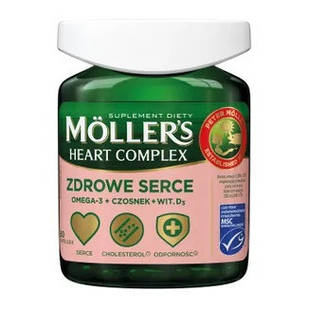 Moller's Heart Complex з Oмега-3 і ALA, екстрактом часнику та вітаміном D, 60 ЖК