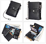 Чоловічий гаманець із натуральної шкіри. Шкіряний гаманець чоловічий портмоне зі шкіри Чорний, фото 3