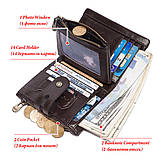 Чоловічий гаманець із натуральної шкіри. Шкіряний гаманець чоловічий портмоне зі шкіри Коричневий, фото 7