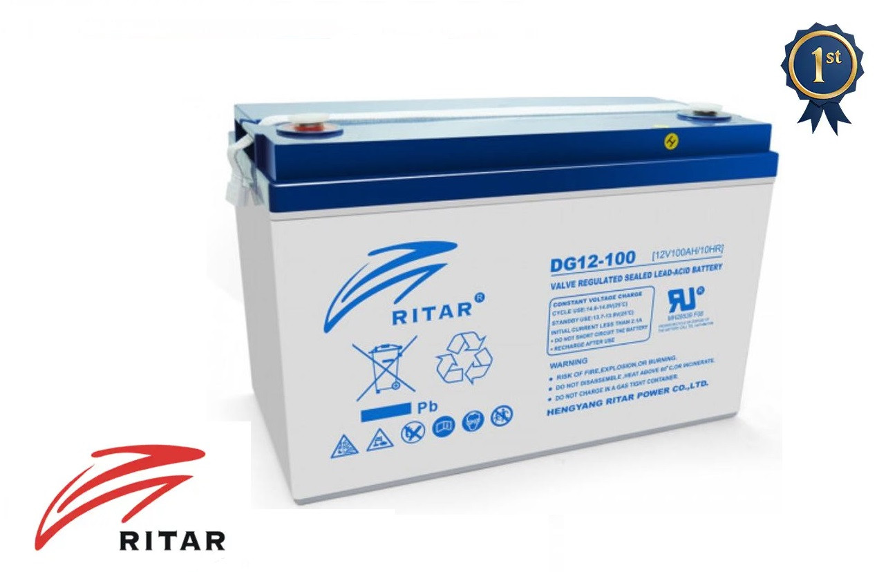 Гелевий акумулятор Ritar DG12-100 12В 100Ач з глибоким циклом /акумуляторна батарея для безперебійника ДБЖ