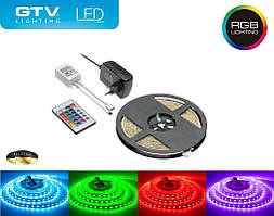 Комплект світлодіодна RGB стрічка GTV 12V, 5 метрів 150LED, 25W IP20 з пультом управління та блоком живлення