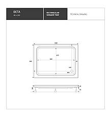 Душовий піддон 100*80*18 см акриловий прямокутний з панеллю Beta Shower (Туреччина), фото 2