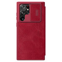 Кожаный чехол книжка Nillkin Qin Pro Leather Case для Samsung Galaxy S22 Ultra Red