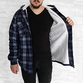 Кофта-сорочка чоловіча у великих розмірах на хутрі Куртка з капюшоном
