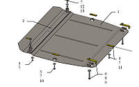 Защита двигателя для HONDA CR-V 2013-2015 двигатель + КПП + радиатор, Объём двиг.-2,4 / на Хонда ЦРВ, Арт: