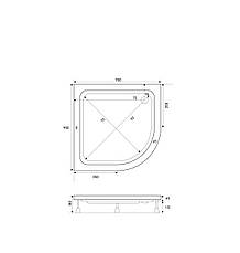 Душовий піддон 90*90*18 см акриловий напівкруглий з панеллю Violet Shower (Туреччина), фото 2