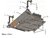 Защита двигателя для SKODA Kodiaq 2016- двигатель + КПП + радиатор, Объём двиг.-2.0TSI; 2.0TDI / на Шкода