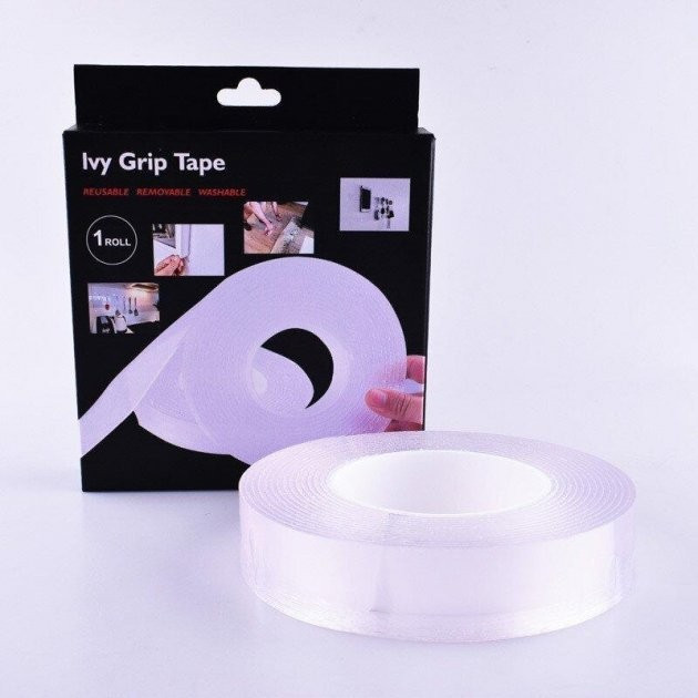 Багаторазова клейка стрічка для кріплення предметів Ivy Grip Tape двостороння 1 м