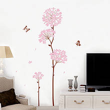Наклейка на стіну декоративна вінілова рожева  квітка180*90 8594