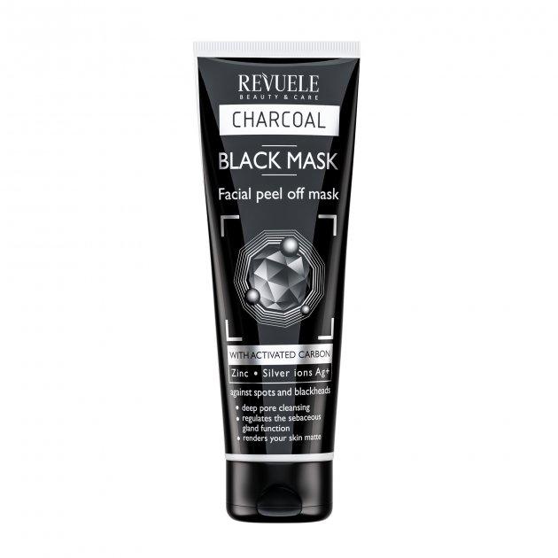 Чорна пілінг-маска для обличчя з активованим вугіллям Revuele Charcoal 80 мл