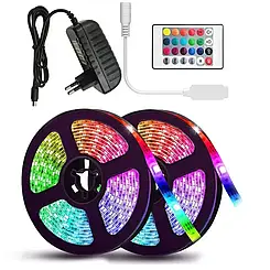 Світлодіодна самоклеюча LED стрічка RGB SMD 2835 з пультом 12 В Jw