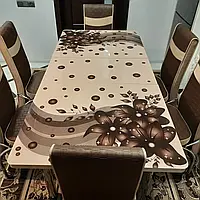 Обеденный комплект, раскладной кухонный стол 130-170 см и 6 стульев, коричневый, ножки хром Турция