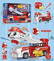 Машинка Щенячий патруль 8859 (18) "Пожежна служба", підсвітка, звуки, пісні, запускач, помпова накачка