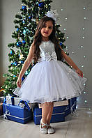 Сукня Сніжинка Біле ошатне плаття для дівчинки з паєтками
