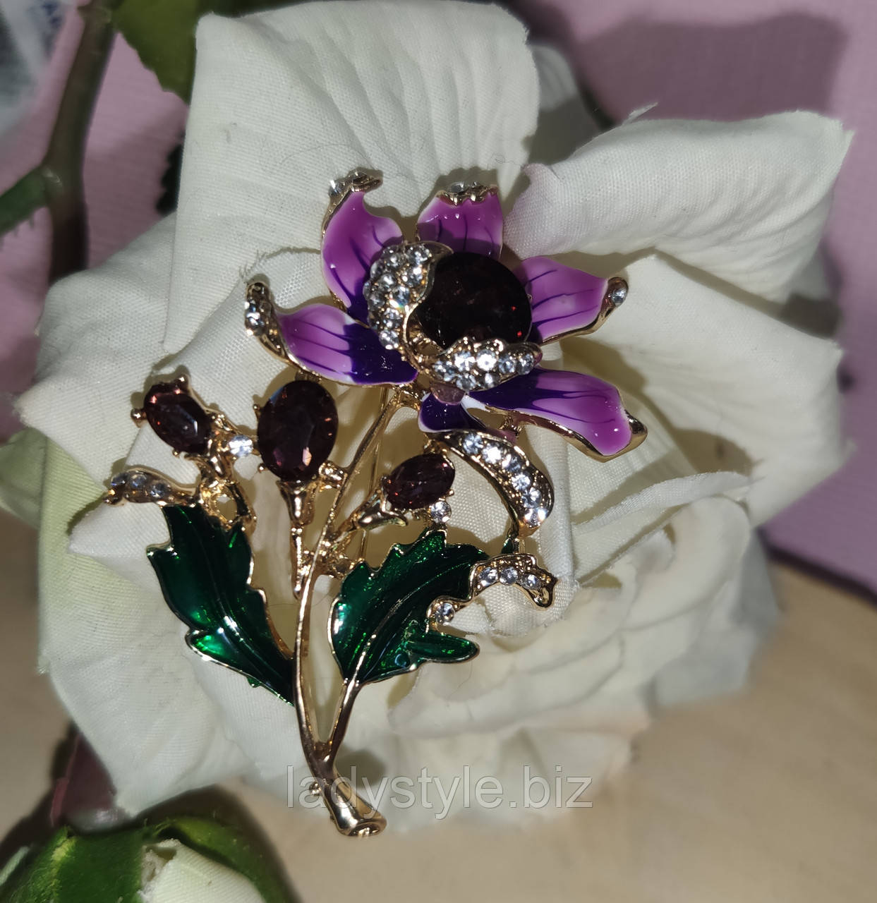 Брошка-кулон "Бузкова квітка" від студії LadyStyle.Biz