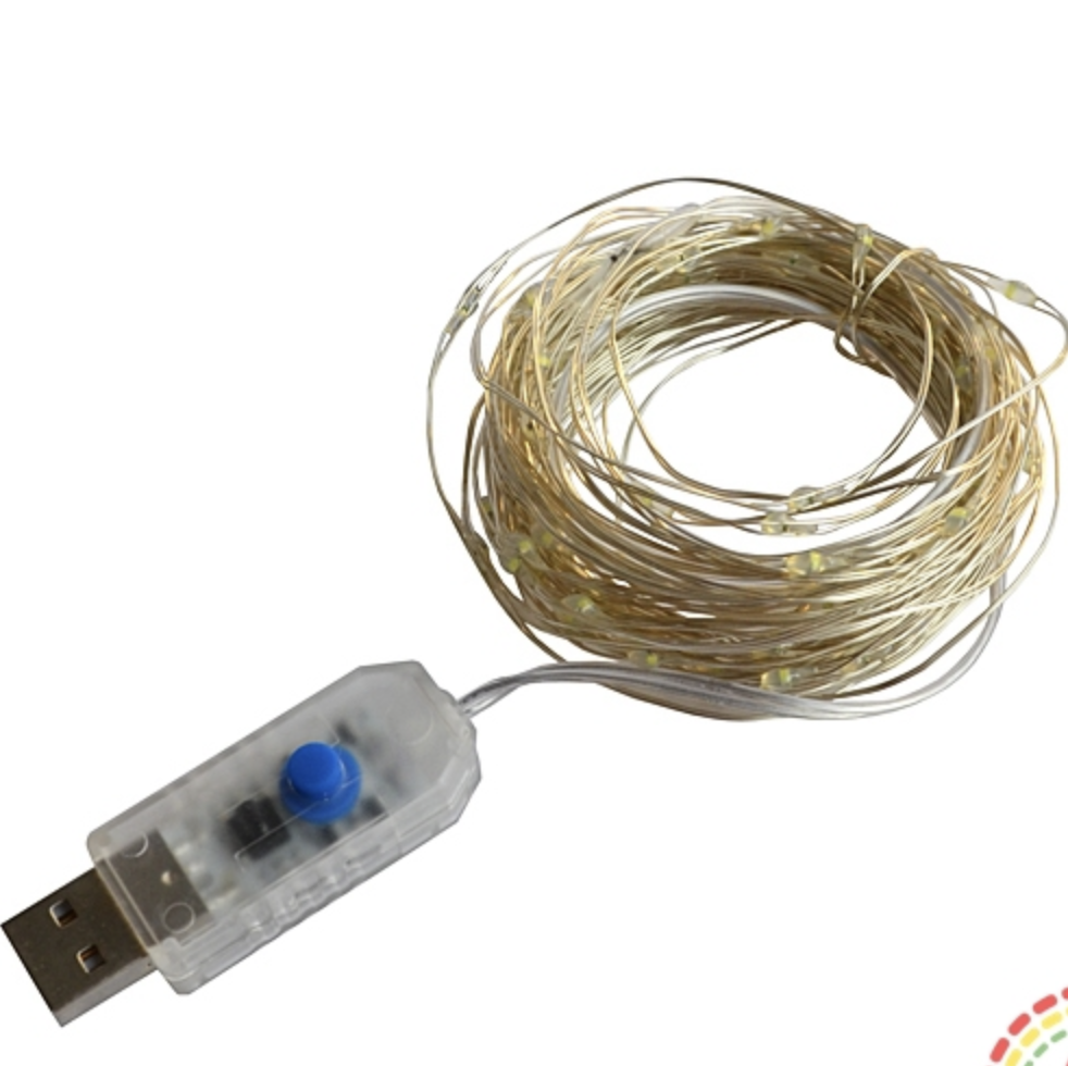 Світлодіодна гірлянда 20 метрів 200 LED USB дріт, гірлянда від юсб, 8 режимів, холодний білий