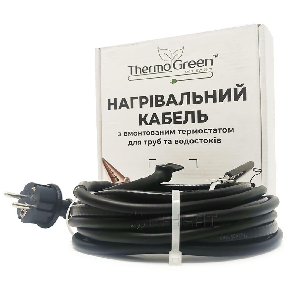 Thermogreen TGRD-30 двожильний кабель із вбудованим термостатом та вилкою для обігріву труб і водостоків / 120 Вт / 4 м, фото 1
