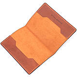 Ексклюзивна обкладинка на паспорт із вінтажної шкіри Серце GRANDE PELLE 16726 Світло-коричнева, фото 4
