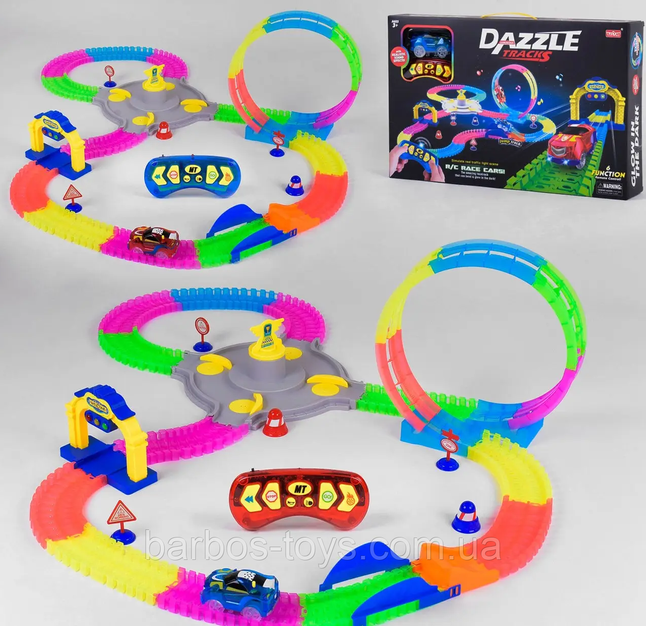 Автотрек гоночний 157+215 деталей | Мертва петля | Пульт 6 функцій | Траса 537 см
