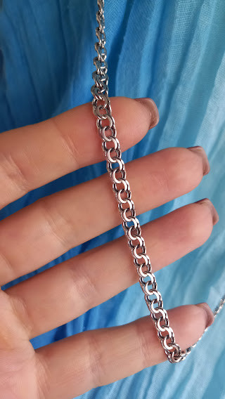 Срібний ланцюжок плоский бісмарк, фото 1