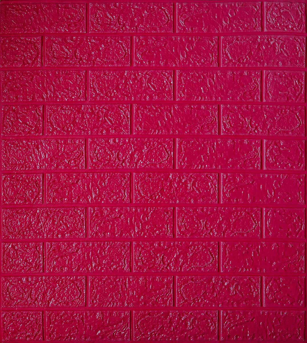 Самоклеюча декоративна 3D панель під яскраво-пурпурну рівну цеглу 700x770x4 мм, фото 1