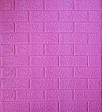 Самоклеюча декоративна 3D панель під рожеву рівну цеглу 700x770x4 мм, фото 3