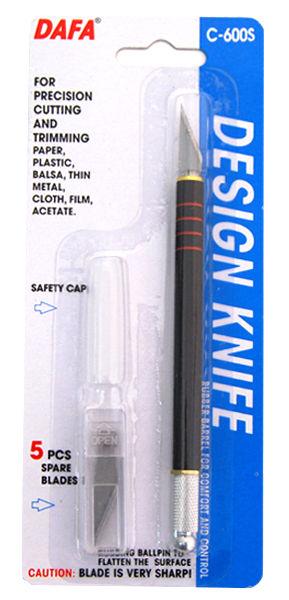 Нож макетный DAFA пластиковая ручка, 5 сменных лезвий C-600S - фото 1 - id-p24753765