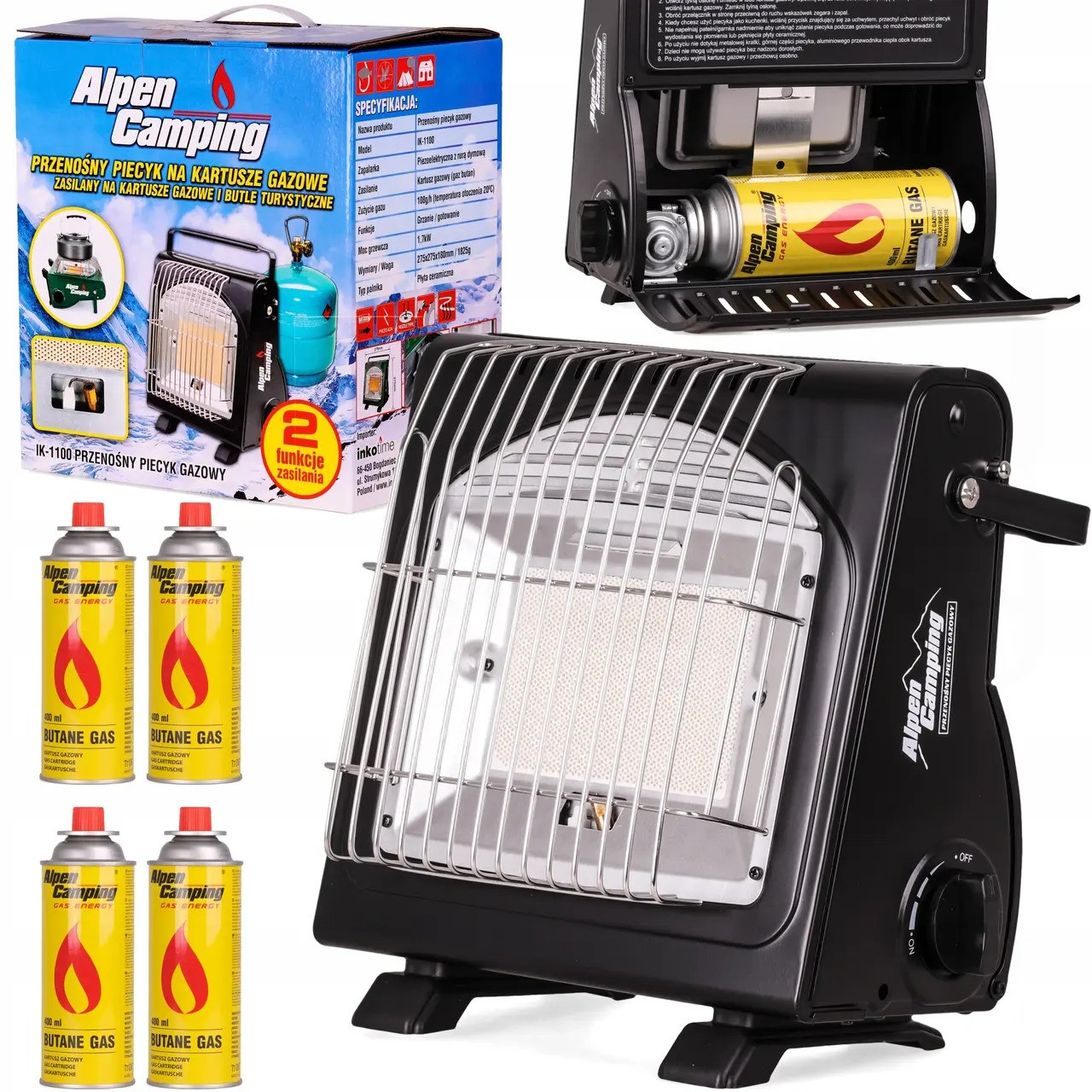 Туристический Газовый Обогреватель - Плитка Alpen Camping IK-1100 2в1+4 ...