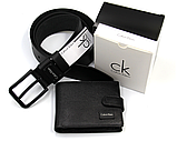 Чоловічий подарунковий набір ремінь-шум Calvin Klein з натуральної шкіри, фото 2