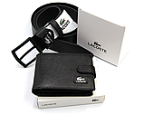 Чоловічий подарунковий набір ремінь-шум LACOSTE натуральна шкіра, фото 2