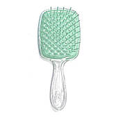 Janeke Продувна широка щітка для укладання волосся та сушки феном Superbrush (прозора з м'ятними зубчиками)