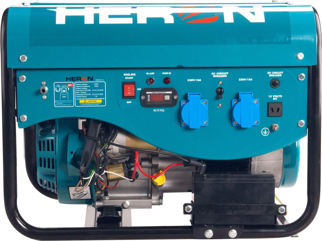 Бензиновий та газовий генератор Heron 8896317 (LPG/CNG) 6,3HP/2,4KW, електричний стартер