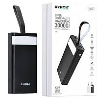 Повербанк Power Bank 30000mAh SYROX PB115 Black, внешний аккумулятор 30000 мАч с дисплеем и фонариком