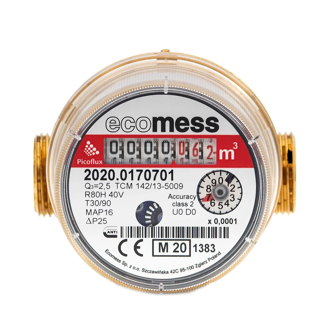 Лічильник води Picoflux ECOMESS 1/2" (Poland) Гаряча, 80мм, фото 1