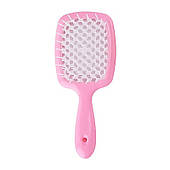Продувна широка щітка для укладання волосся та сушки феном Superbrush Plus (рожева з білими зубчиками)