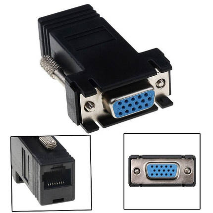 Перехідник адаптер Alitek VGA Female — RJ45 Female (мама-мама), фото 1