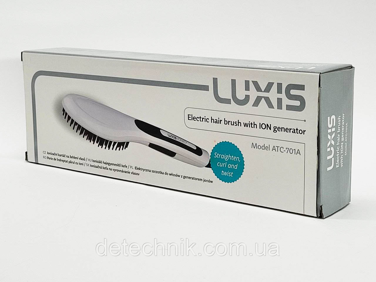 Гребінець-випрямляч фен прасок масажна щітка плоский для укладання волосся LUXIS