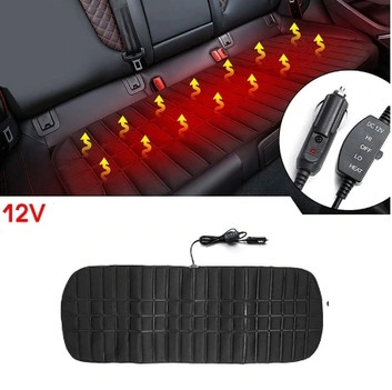 Накидка з підігрівом сидіння заднього 127x48 см, 12 В, 2 режими 35/45 Вт чорна, кабель 1,8 м Elegant, фото 1