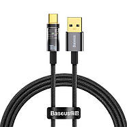 Кабель для швидкої зарядки USB на Type-C 100W 6A BASEUS Explorer Series Auto Power-Off Type-C 1м (чорний), фото 3
