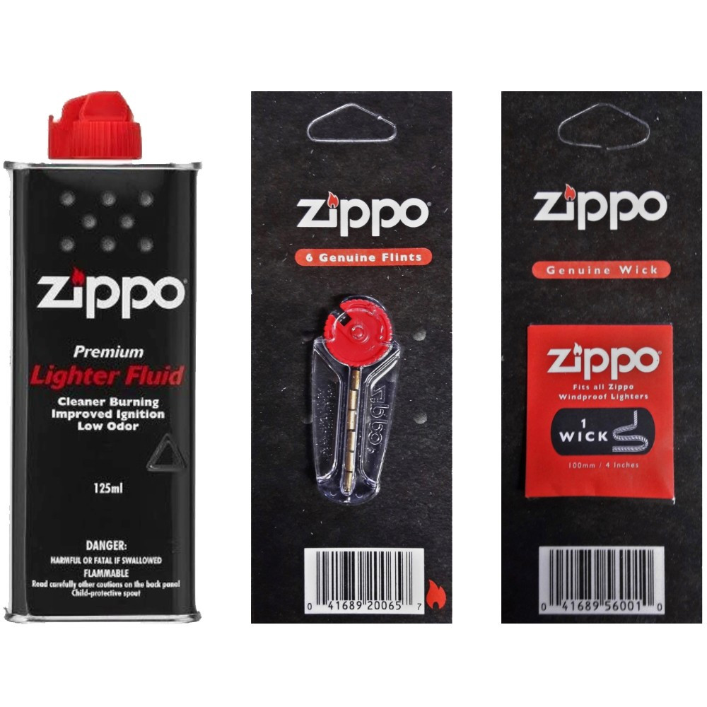 Комплект Zippo Бензин 125 мл 3141 + Кремені 2406 + Фітиль 2425