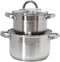 Набір 2 каструлі Kamille Mystery 2.1 л, 3.8 л зі скляними кришками