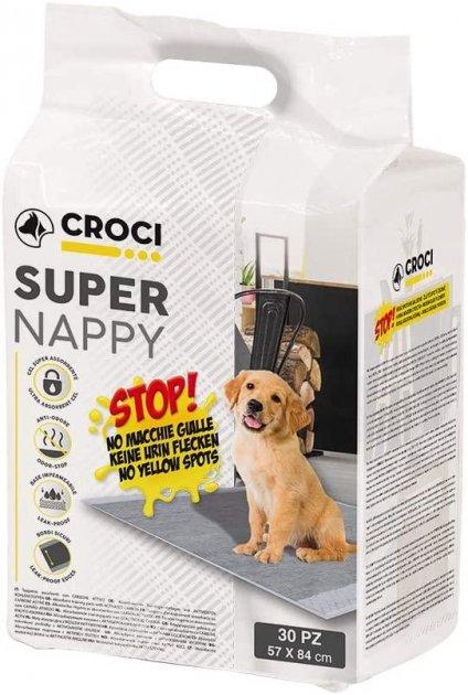 Пелюшки Super Nappy Croci з активованим вугіллям для собак 84*57 см, 30шт/уп., фото 1