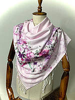 Стильна тепла хустка-шаль в квіточки 95х95 cashmere