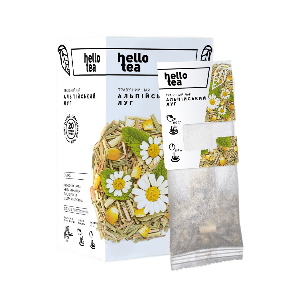 Чай трав'яний у пакетиках Hello Tea Альпійський луг (20 х 2г)