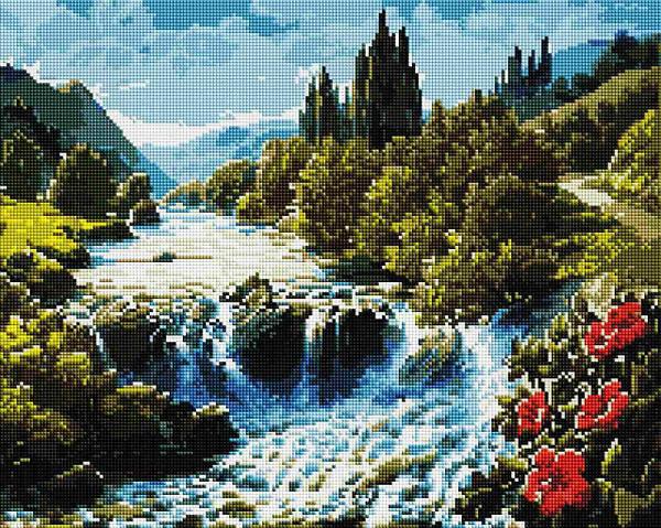 Картина стразами ColorArt Красивий водоспад (CLR-PSP081) 40 х 50 см (На підрамнику)